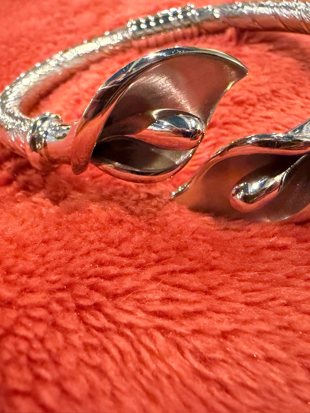 Silver Floral Open Cuff Bracelet - Women's Jewelry